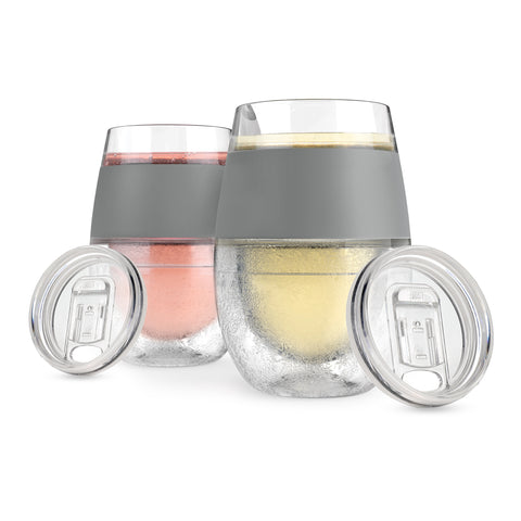 Wine FREEZE™ in Gray (set of 2) and lids (set of 2) by HOST®