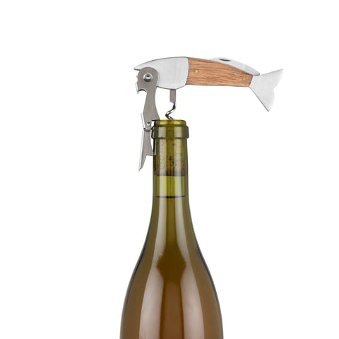 Wood & Stainless Steel Fish Corkscrew by Foster & Rye™