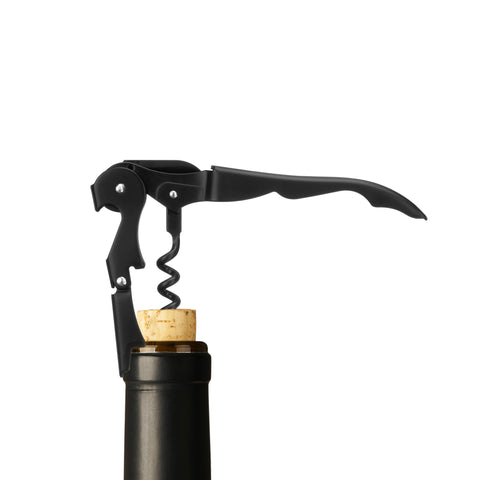 Truetap™: Double-Hinged Corkscrew in Matte Black with Black
