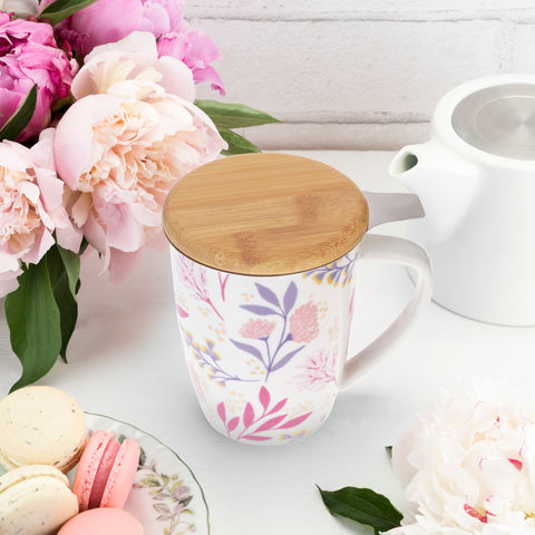 Bailey™ Botanical Bliss Ceramic Tea Mug & Infuser by Pinky Up®
