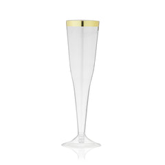 Plastic Gold-Rimmed Champagne Flutes by True