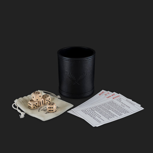 Wood Dice & Faux Leather Dice Cup Drinking Game Set by Foster & Rye™