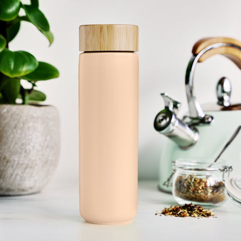 Tatyana Ceramic To-Go Infuser Mug in Coral by Pinky Up