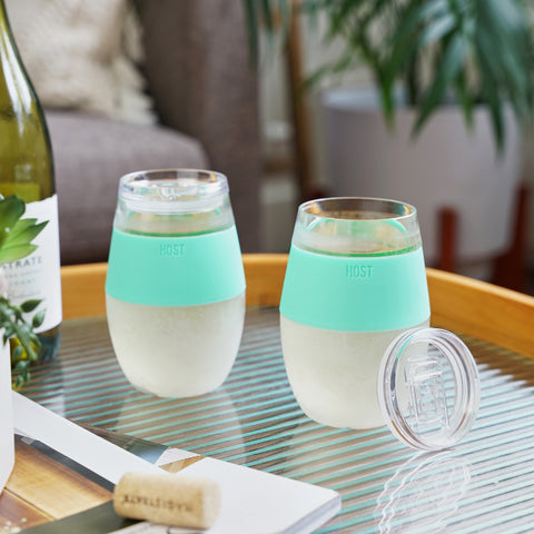 Wine FREEZE™ Cooling Cups in Mint (set of 2) and lids by HOST®