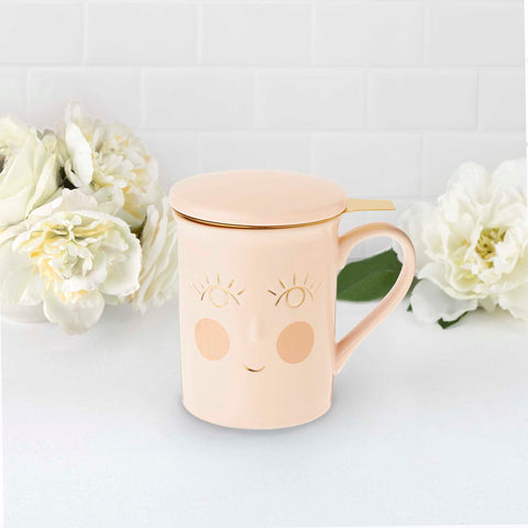 Hello Beautiful Ceramic Tea Mug & Infuser by Pinky