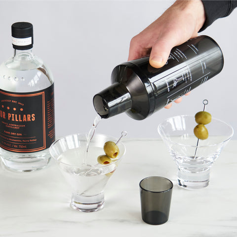 Smoke-Colored Plastic Cocktail Shaker with Recipes by True