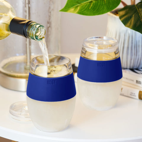 Wine FREEZE™ Cooling Cups in Blue (set of 2) and lids by HOST®