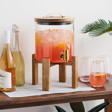 Modern Manor Wood & Glass Drink Dispenser by Twine Living